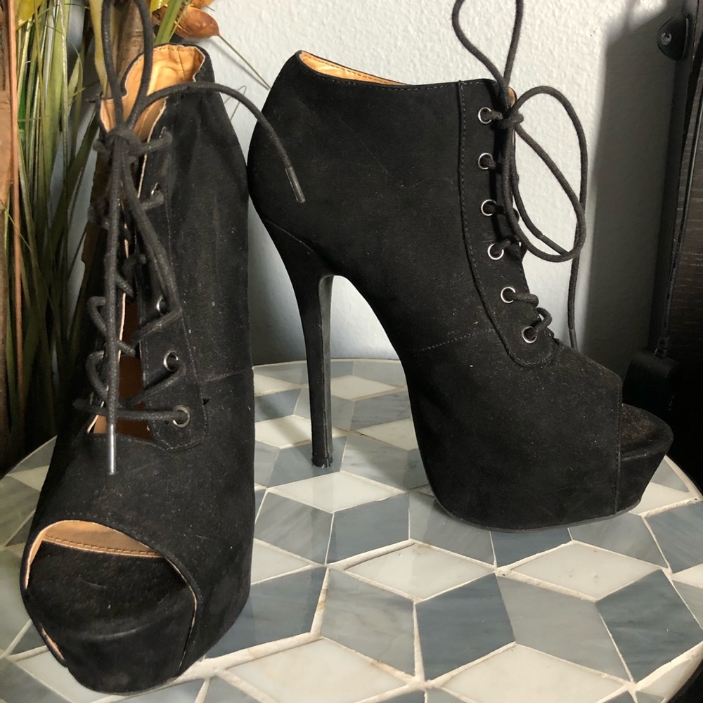 Lace tie up booties